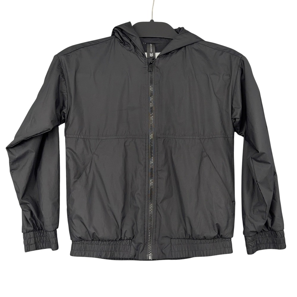 All in Motion Kids Black Windbreaker Jacket Hooded Water Resistant Size‎ S 6/7